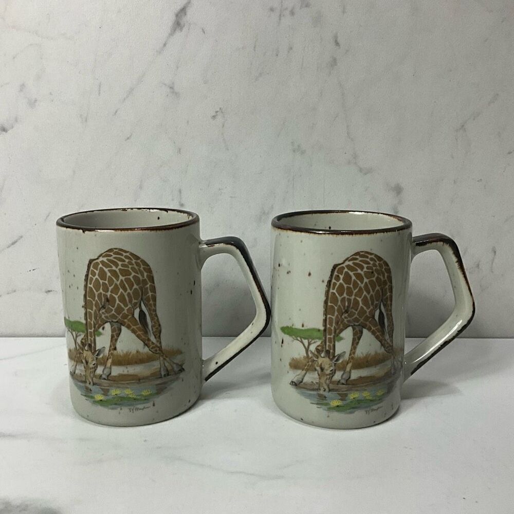 VINTAGE OTAGIRI Giraffe Coffee Mugs Set of 2
